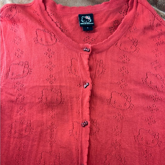 Hello Kitty Sanrio Knit Cardigan Red Button Front Sweater - Picture 3 of 6